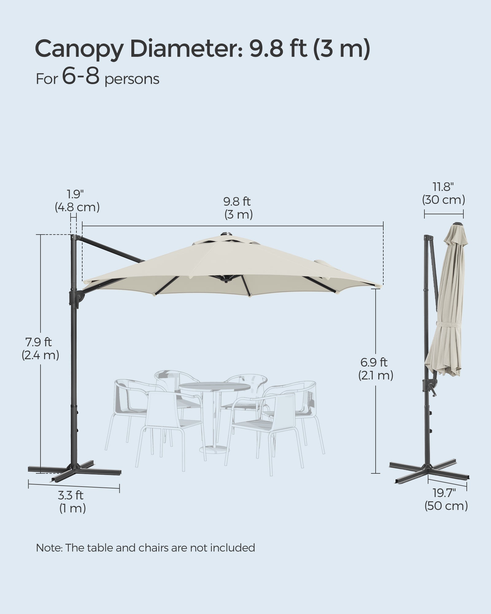 Garden Parasol - Fabric - Cream White - UPF 50+