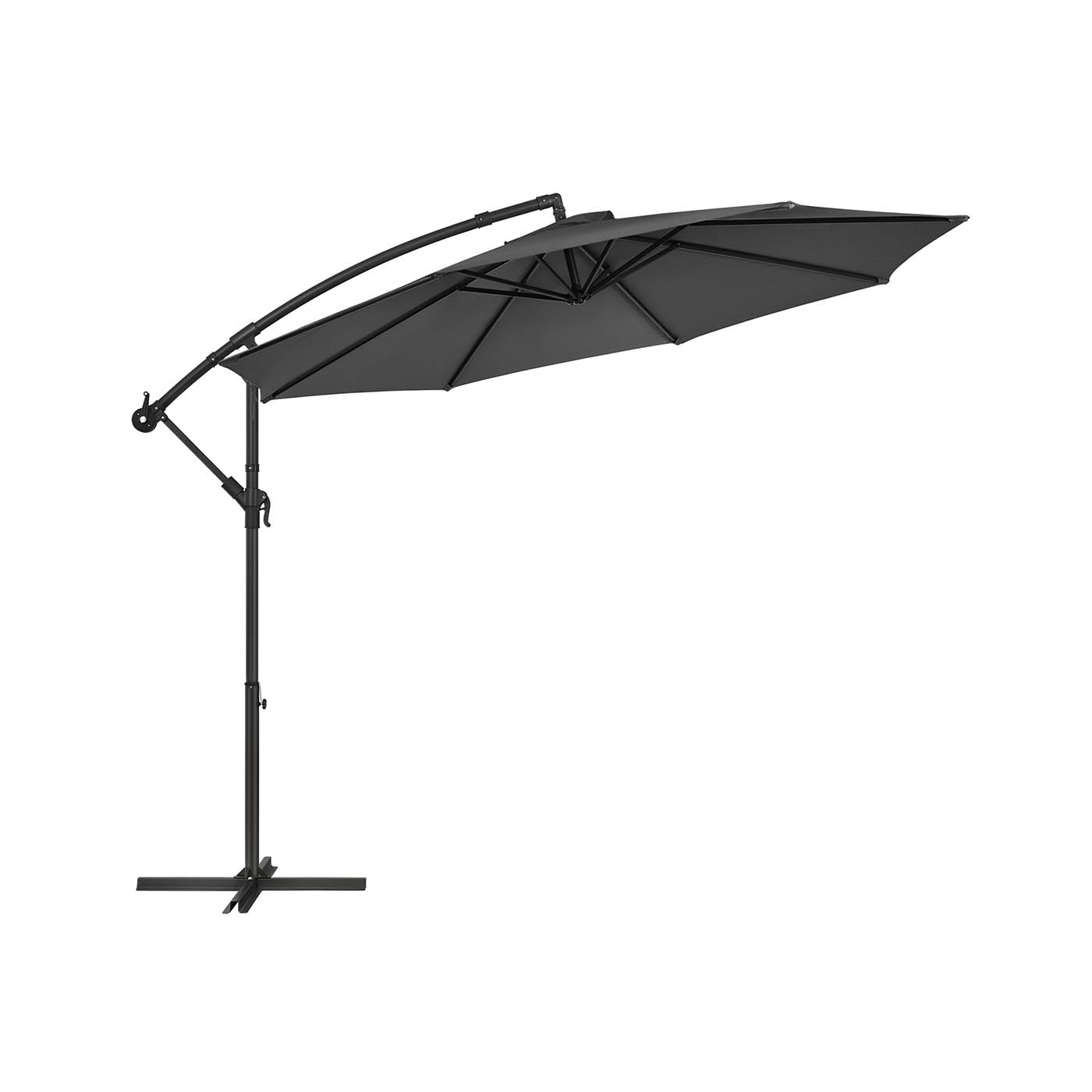Cantilever Garden Parasol - Fabric - Grey - 3 m with Crank and UPF 50+ Sun Protection