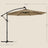 Cantilever Patio Umbrella - Fabric - Red - Solar-Powered LED Lights