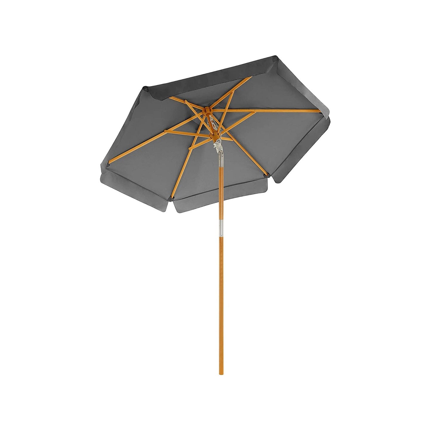 Wooden Patio Umbrella - Wood - Beige - UV Protection UPF 50+ with Tilt Feature