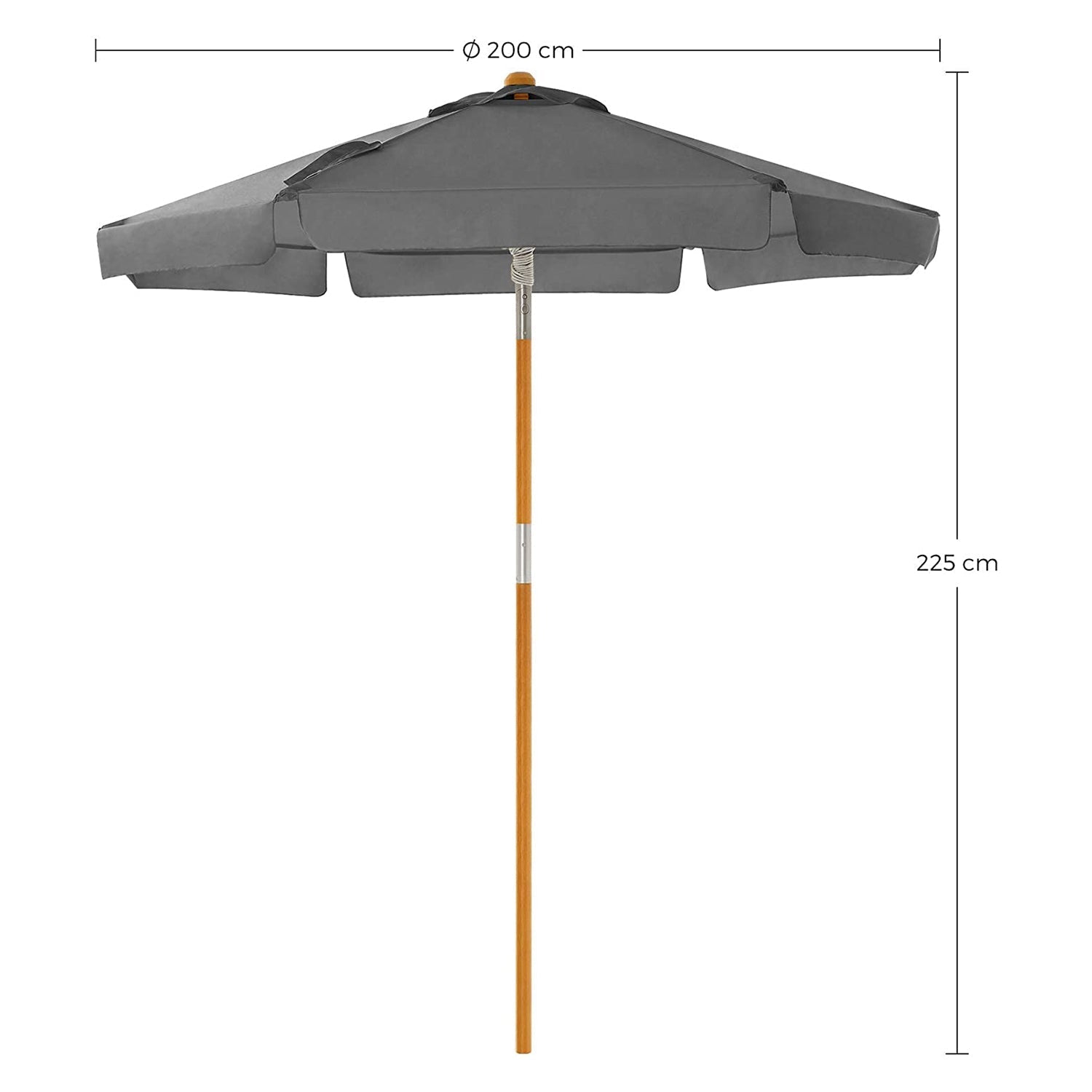 Wooden Patio Umbrella - Wood - Beige - UV Protection UPF 50+ with Tilt Feature