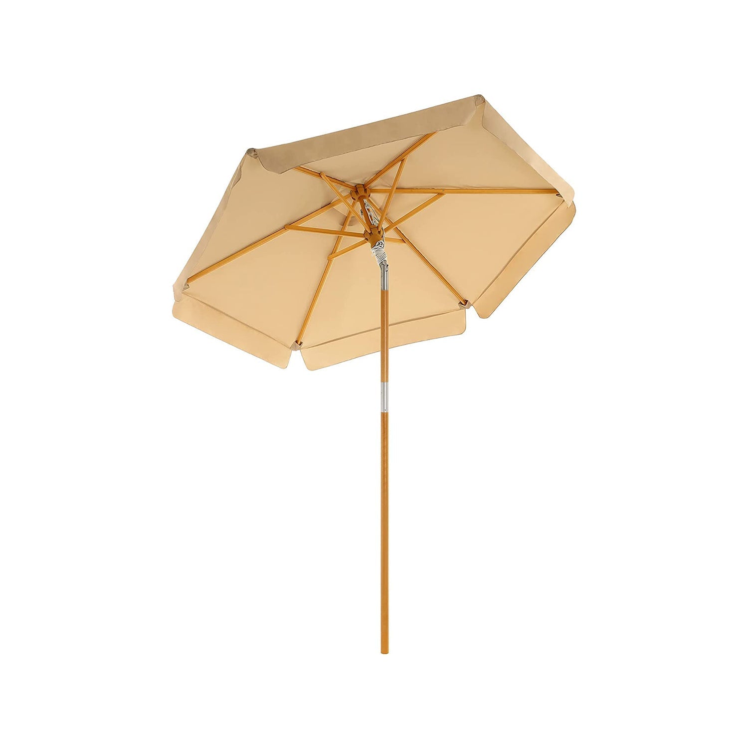 Garden Parasol - Wood - Beige - 2m with UPF 50+ Protection and Tilt Feature