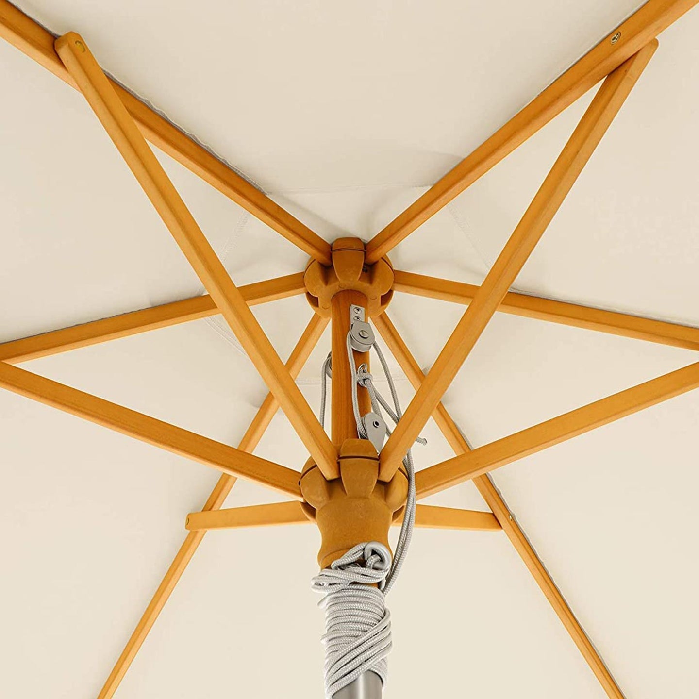 Garden Parasol - Beige - Wooden