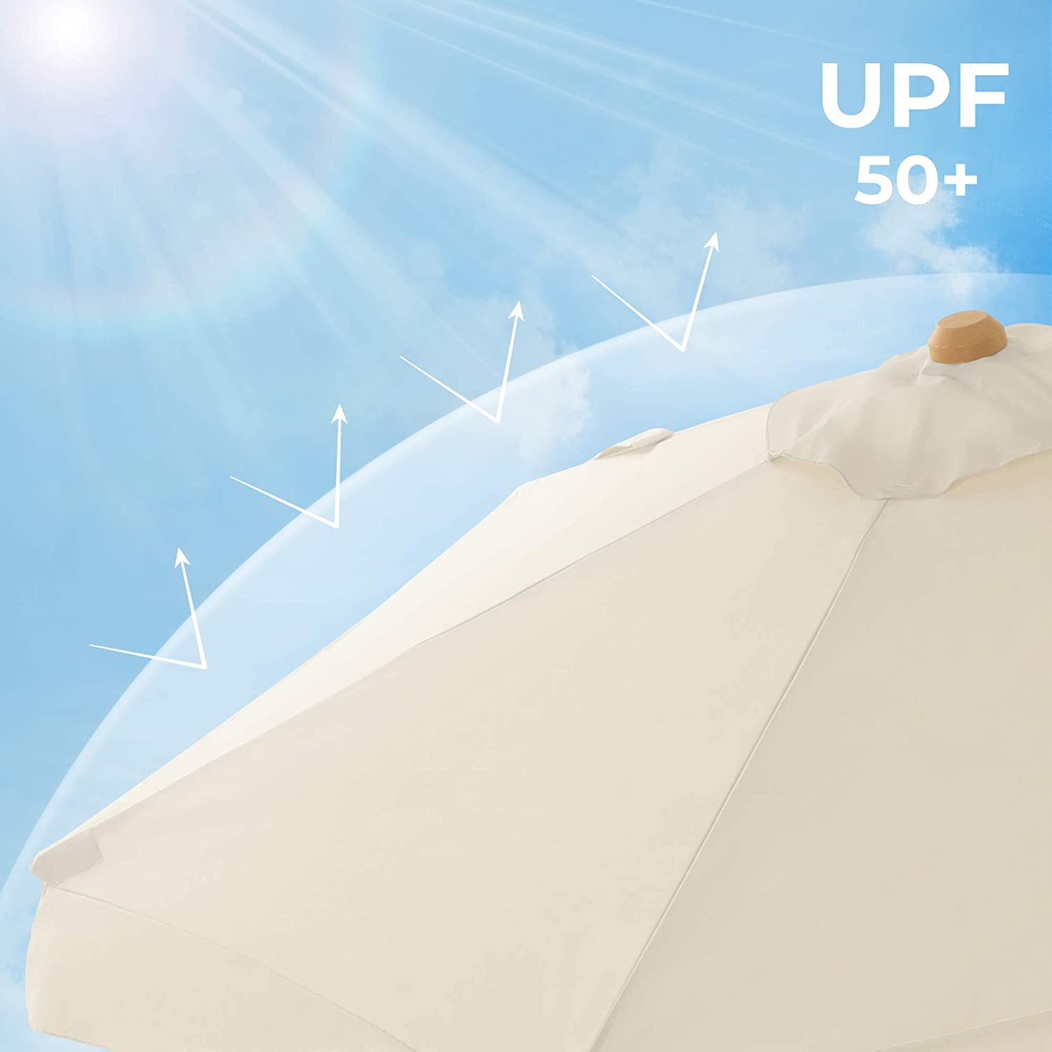 Garden Parasol - Beige - Wooden