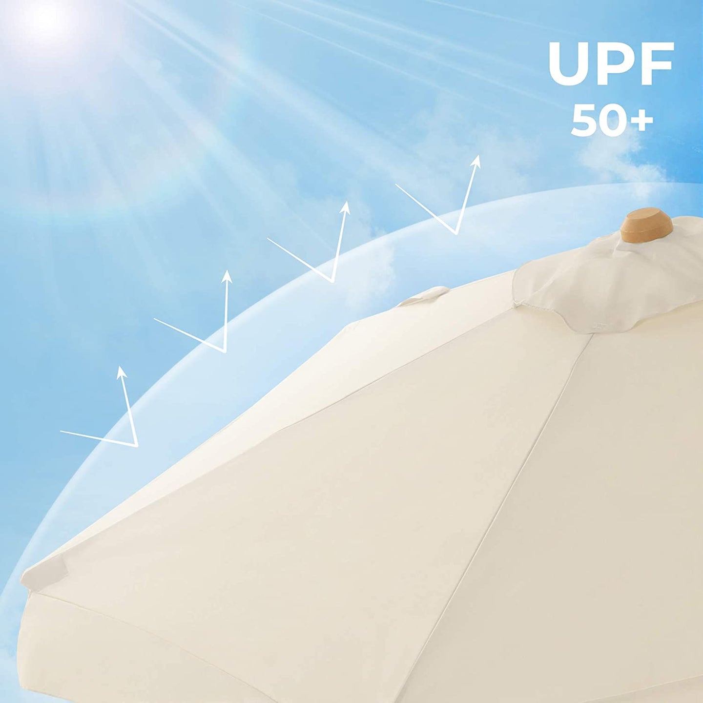 Garden Parasol - Beige - Wooden