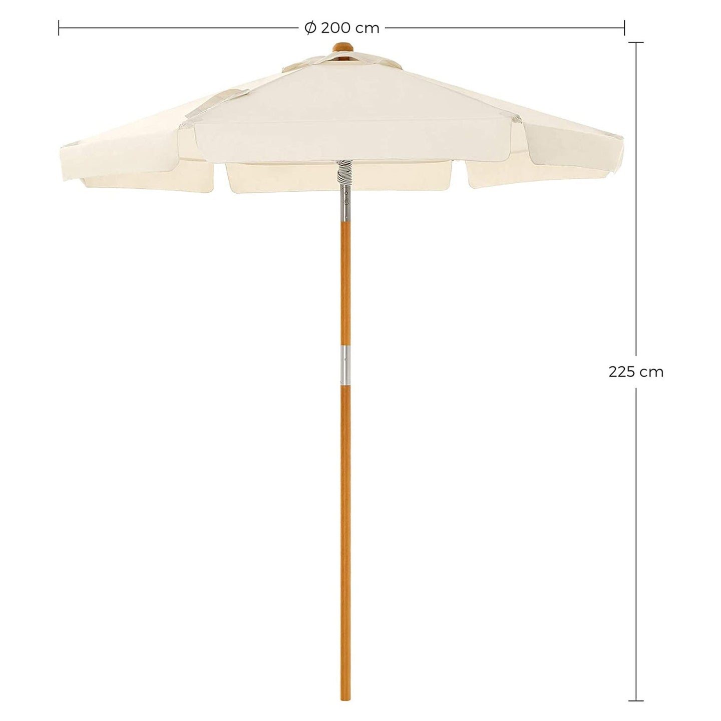 Garden Parasol - Beige - Wooden