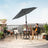 Adjustable Parasol Umbrella - Metal - Grey - 2 m with UPF 50+ Protection and Tiltable Feature