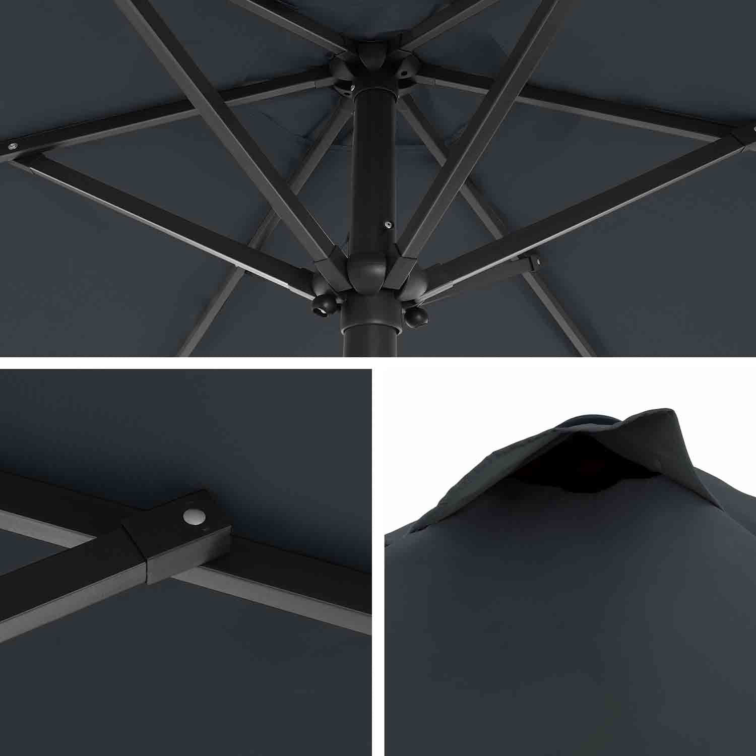 Adjustable Parasol Umbrella - Metal - Grey - 2 m with UPF 50+ Protection and Tiltable Feature