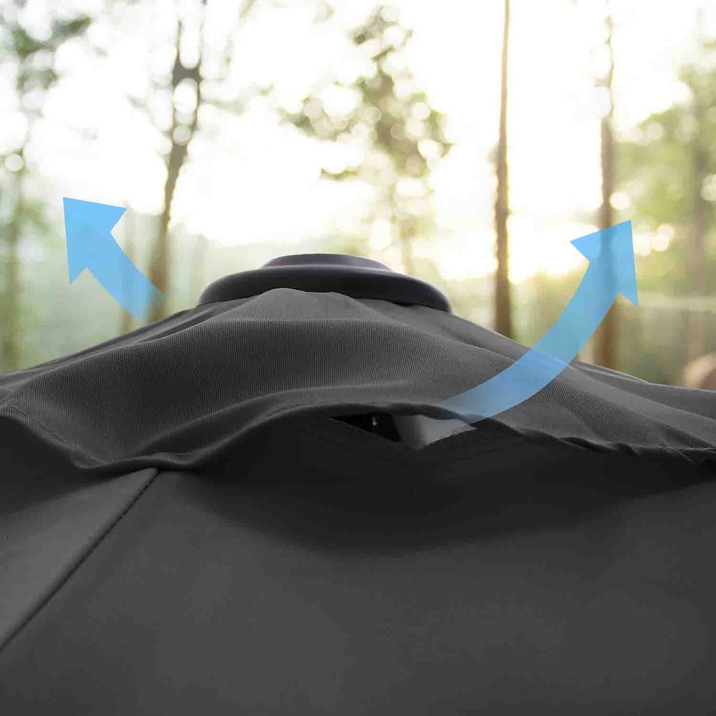 Adjustable Parasol Umbrella - Metal - Grey - 2 m with UPF 50+ Protection and Tiltable Feature