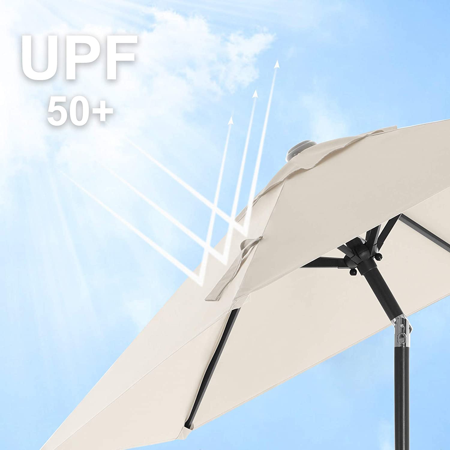 Parasol Umbrella - Metal - Grey - UPF 50+ Protection