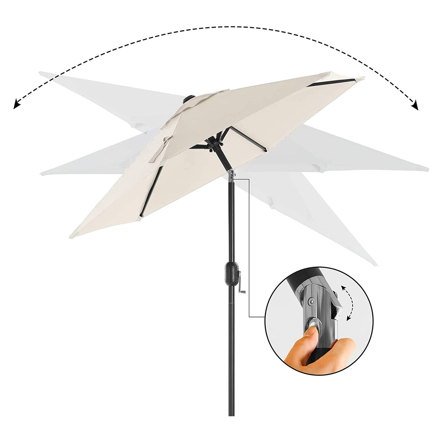 Parasol Umbrella - Metal - Grey - UPF 50+ Protection