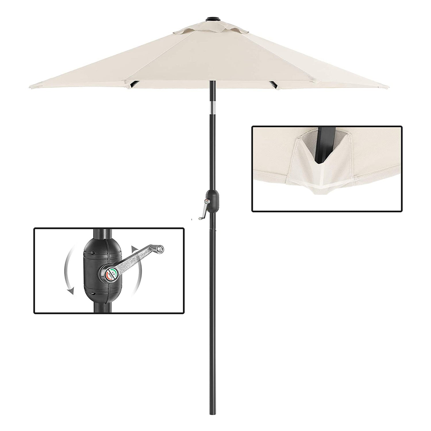 Parasol Umbrella - Metal - Grey - UPF 50+ Protection