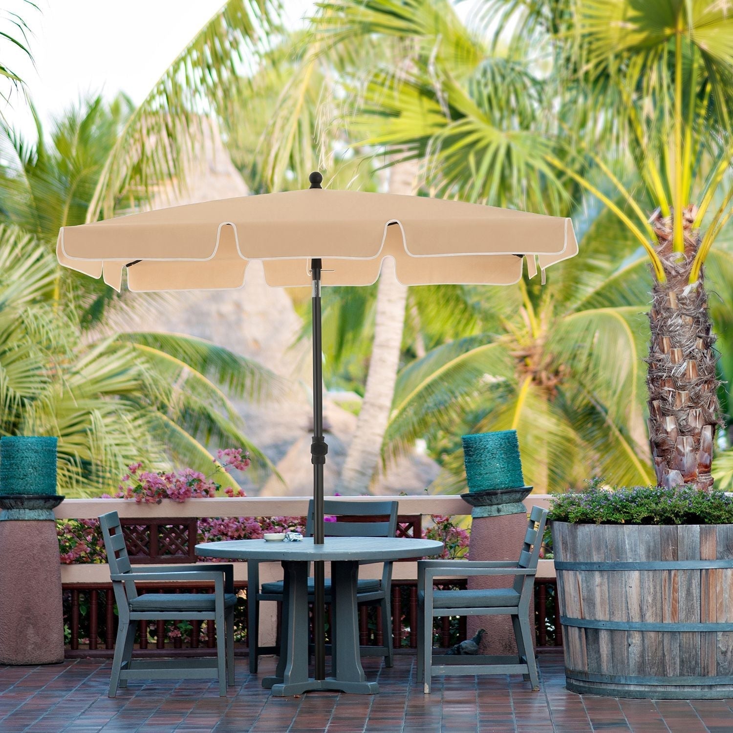 Rectangular Garden Parasol - Polyester - Taupe