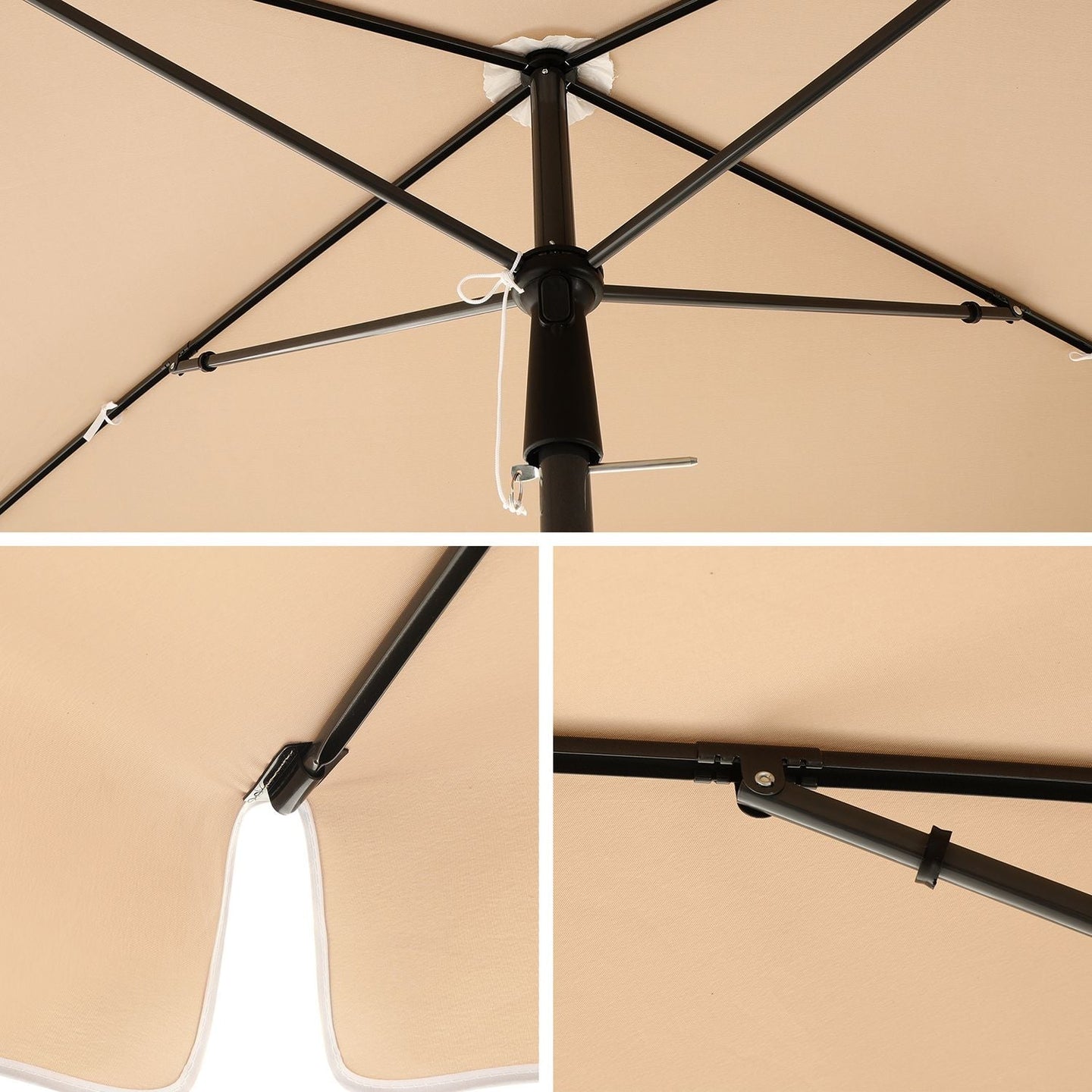 Rectangular Garden Parasol - Polyester - Taupe