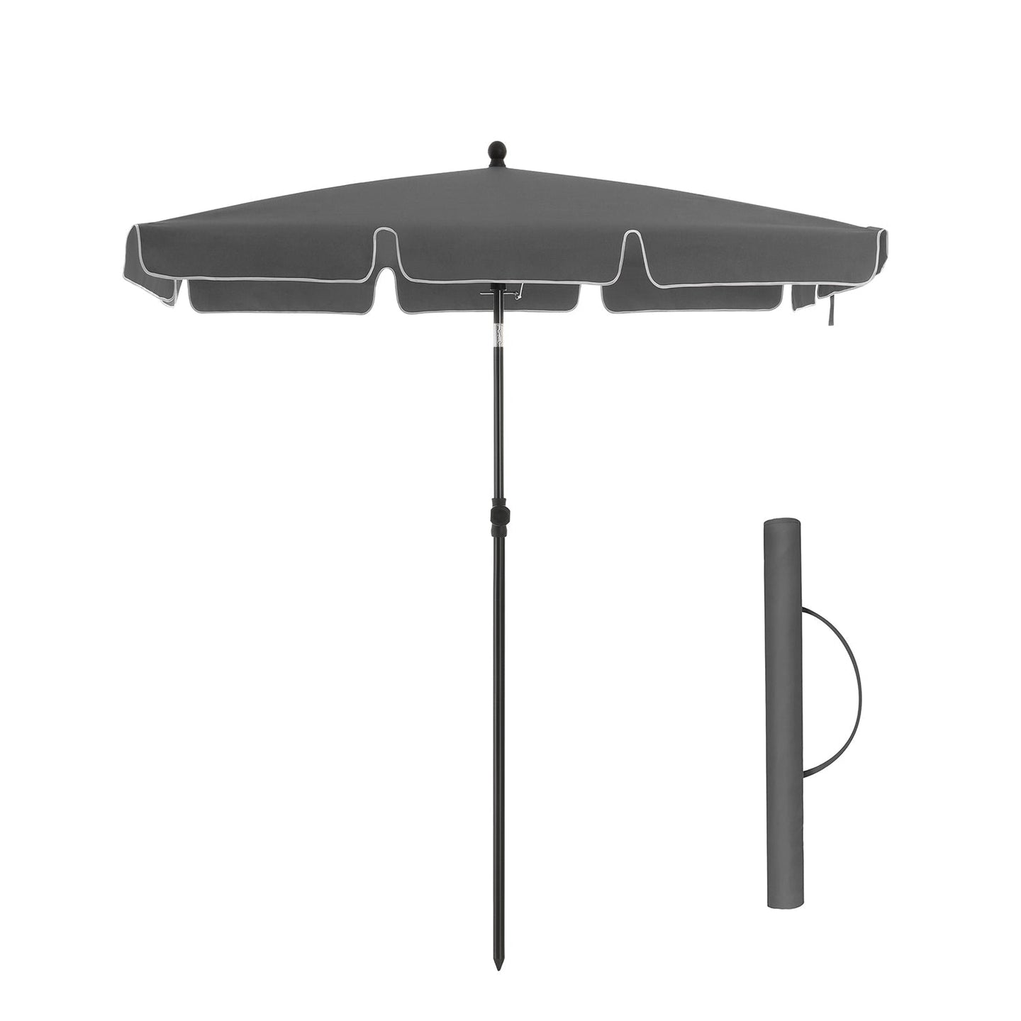 Rectangular Parasol - Polyester - Grey - Adjustable with Tilt Mechanism and Carry Bag