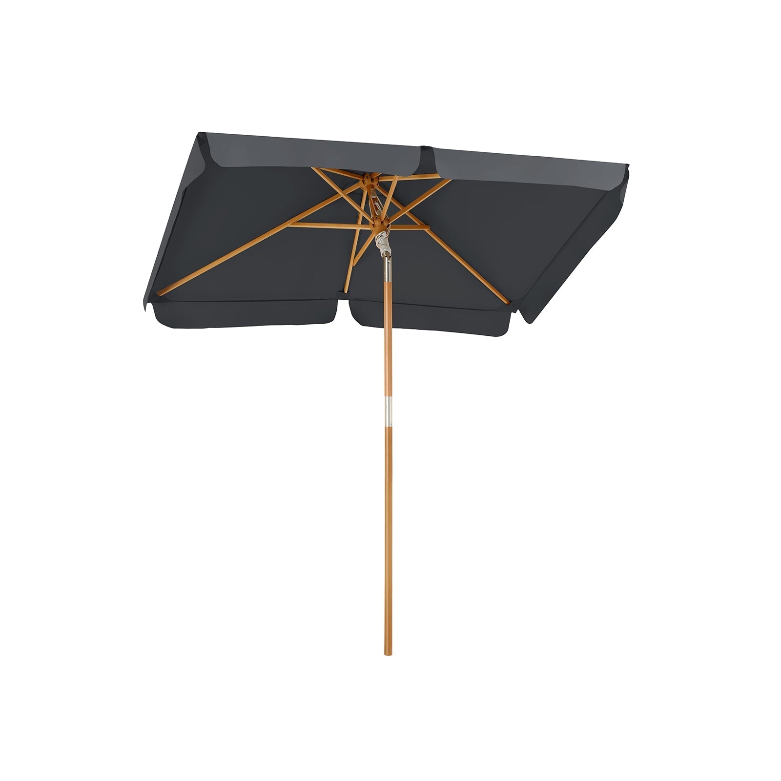 Adjustable Rectangular Parasol - Wood - Grey - Sun Protection with Tilt Mechanism
