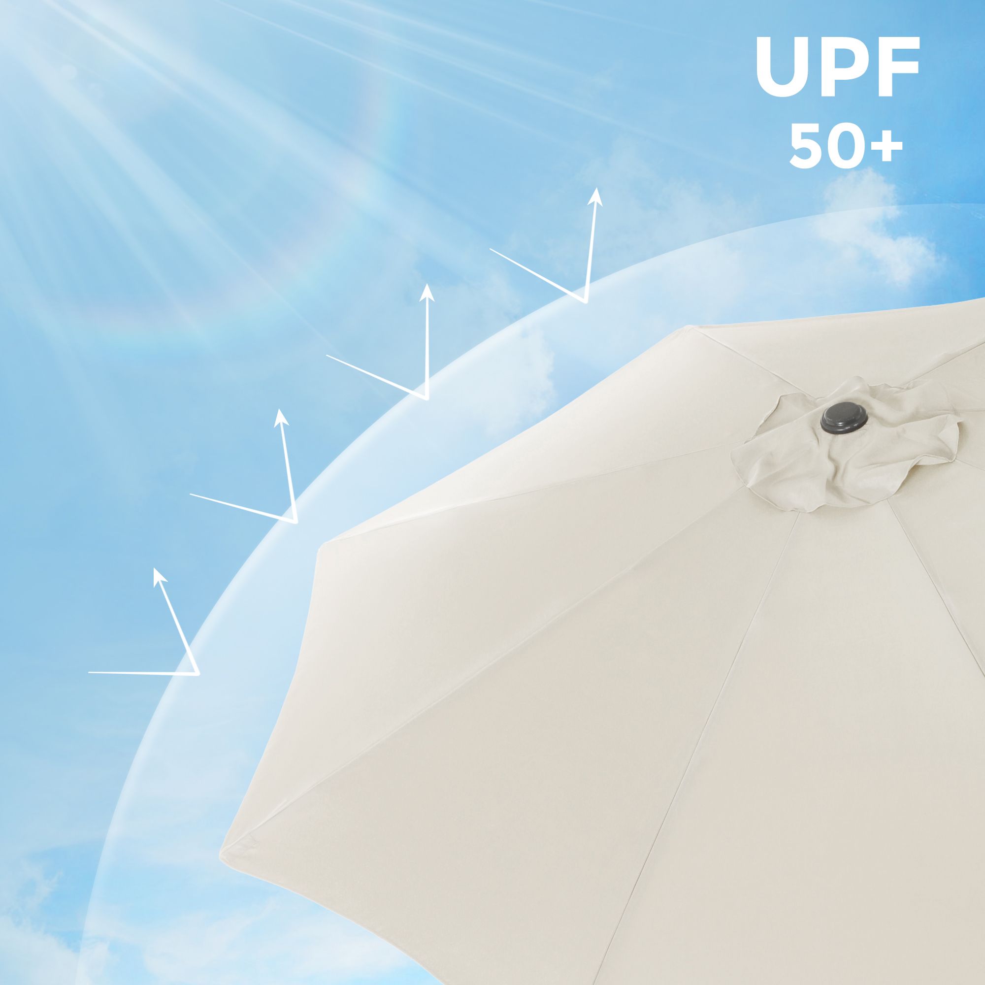 Garden Parasol Umbrella - Polyester - Grey - UPF 50+