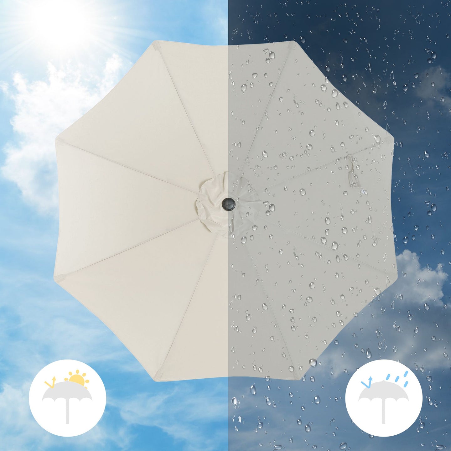Garden Parasol Umbrella - Polyester - Grey - UPF 50+