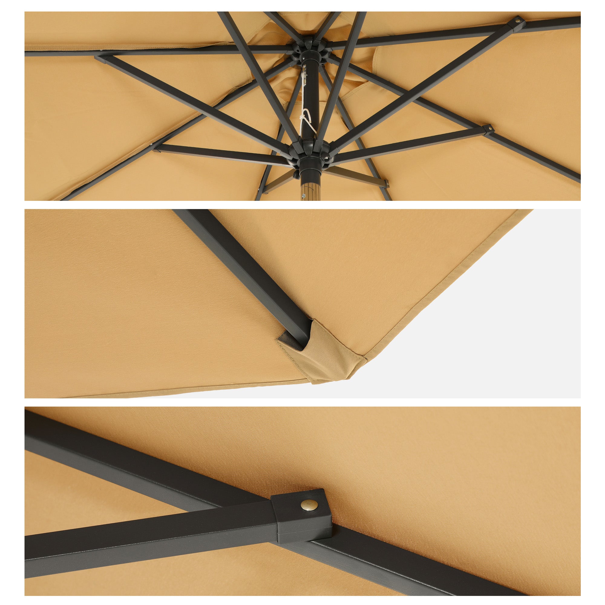 Garden Parasol Umbrella - Polyester - Grey - 2.7 m with Tilt and Crank Mechanism