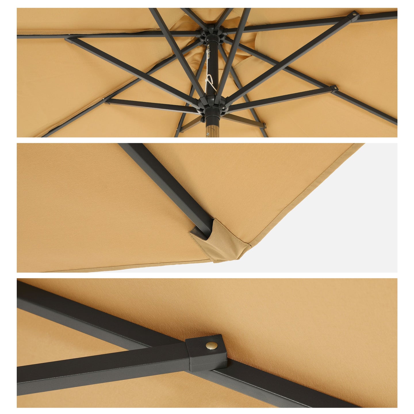 Garden Parasol Umbrella - Polyester - Grey - 2.7 m with Tilt and Crank Mechanism