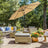 Patio Parasol - Polyester - Beige - Octagonal Canopy with Tilt and Crank Mechanism
