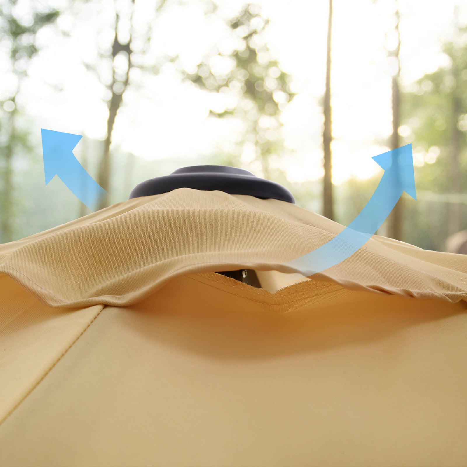 Patio Parasol - Polyester - Beige - Octagonal Canopy with Tilt and Crank Mechanism