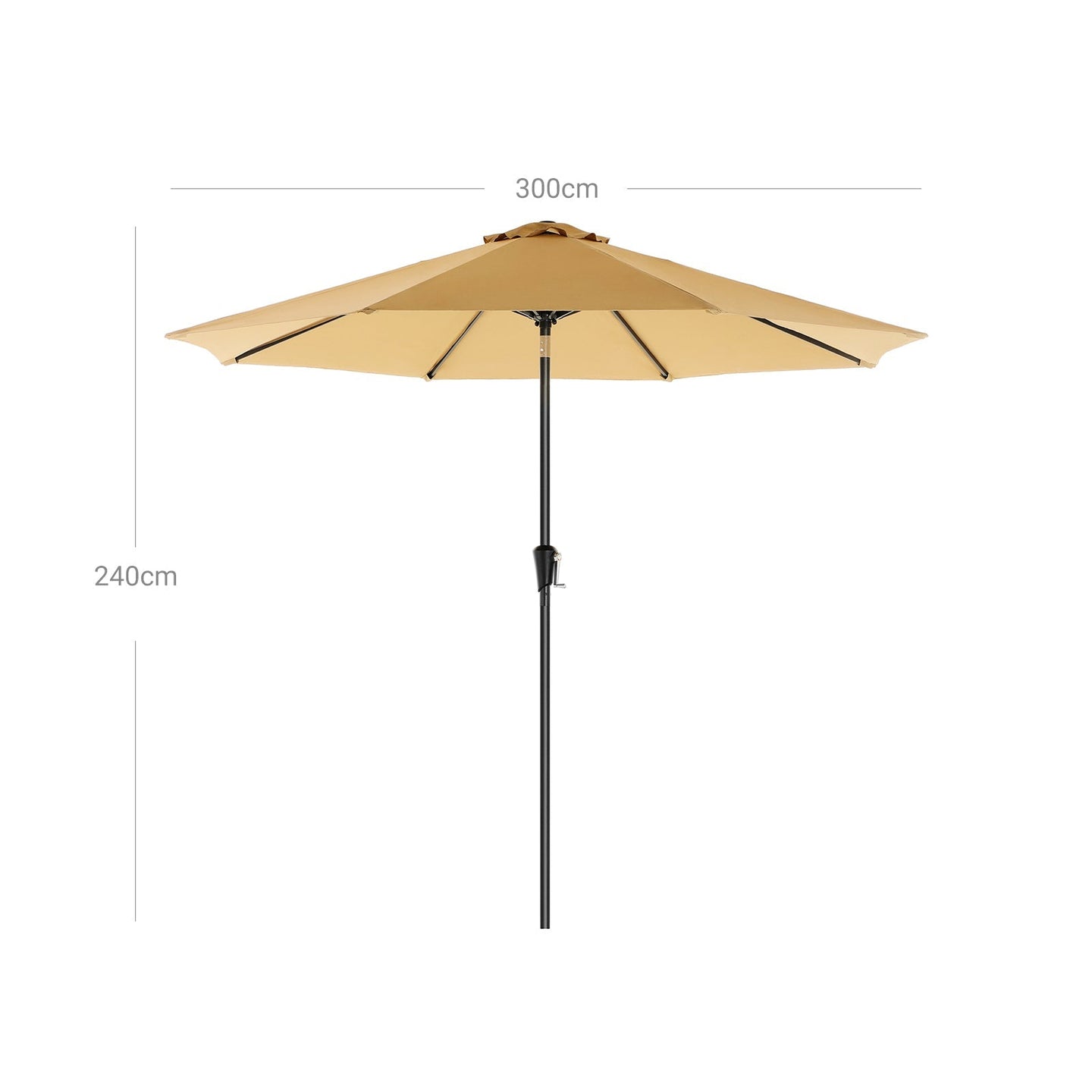 Patio Parasol - Polyester - Beige - Octagonal Canopy with Tilt and Crank Mechanism