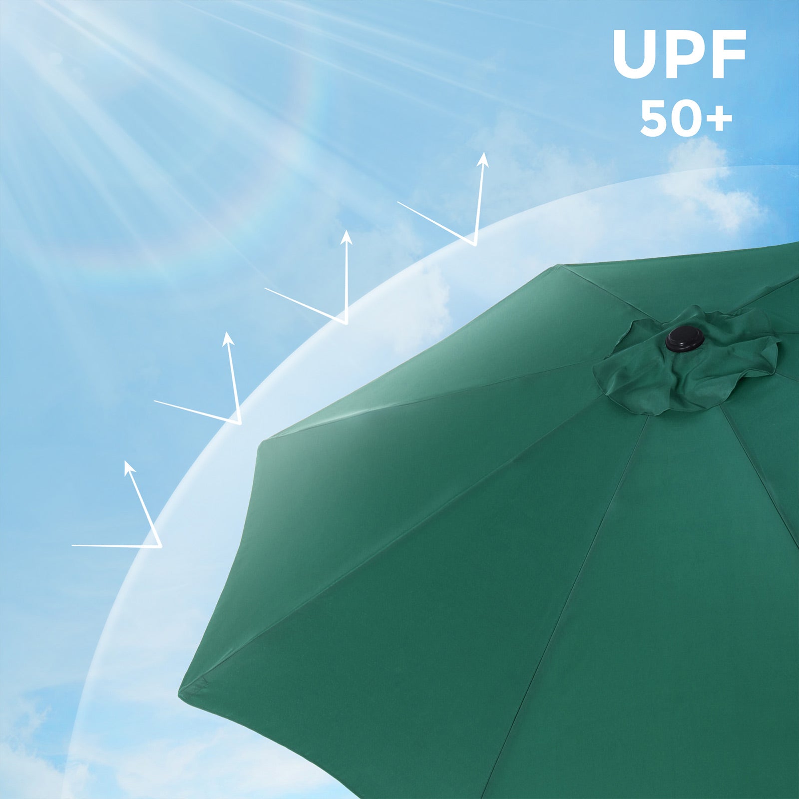 Adjustable Parasol Umbrella - Polyester - Green - UV50+