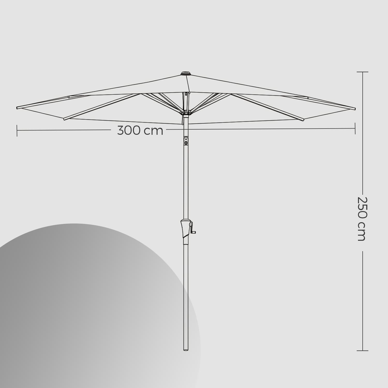 Outdoor Umbrella - Fabric - Grey - UPF 50+ Sun Shade with Double-Sided 30° Tilt