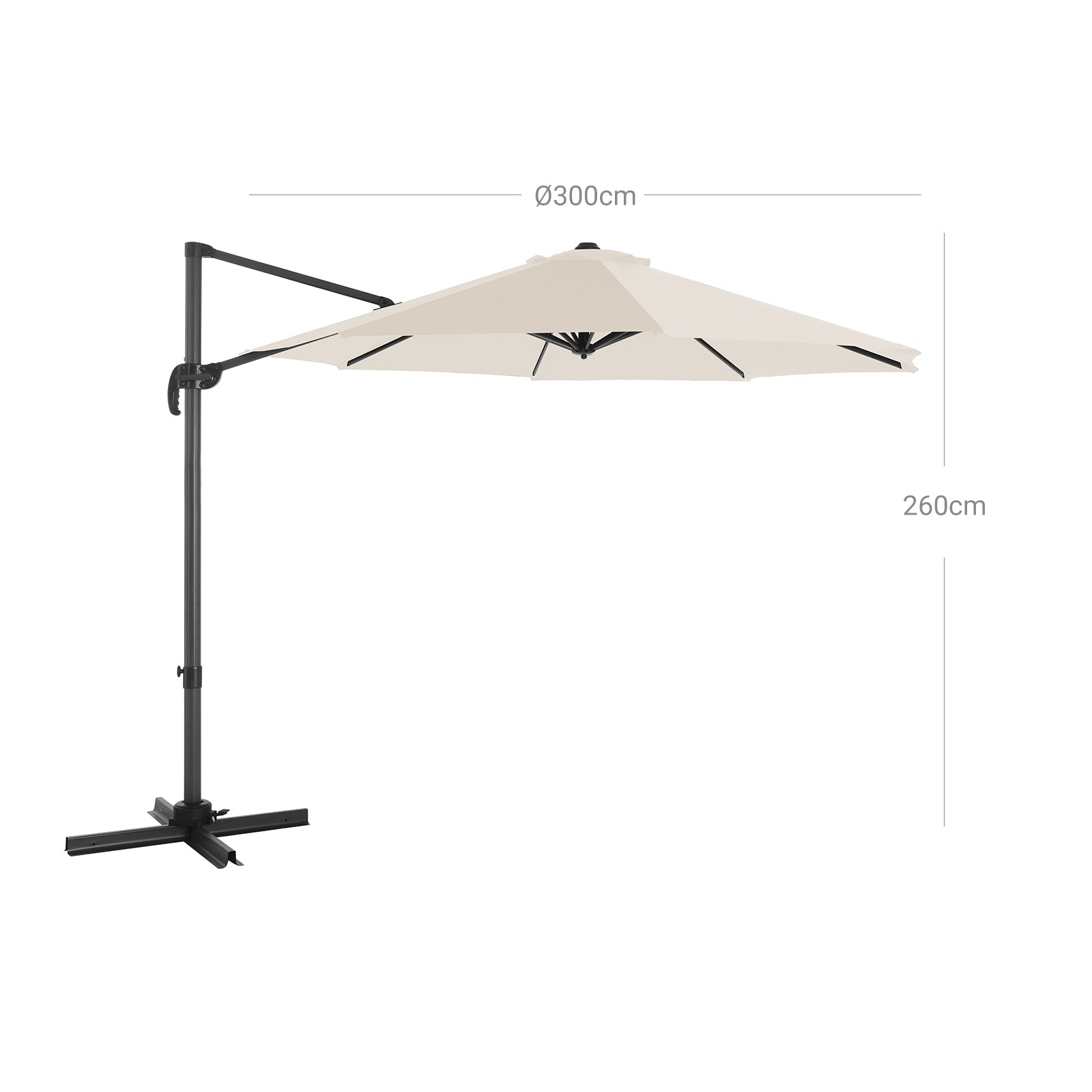 Cantilever Parasol - Fabric - Beige - 360° Rotation