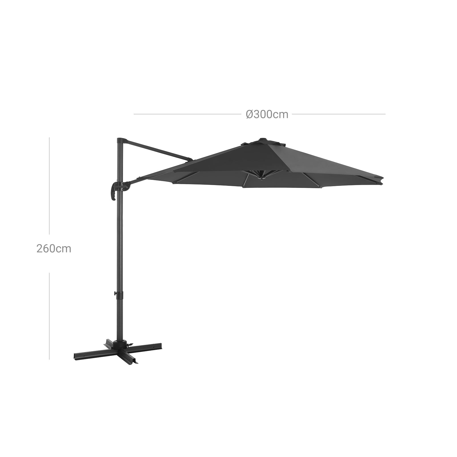 Cantilever Parasol - Fabric - Grey - 360° Rotation