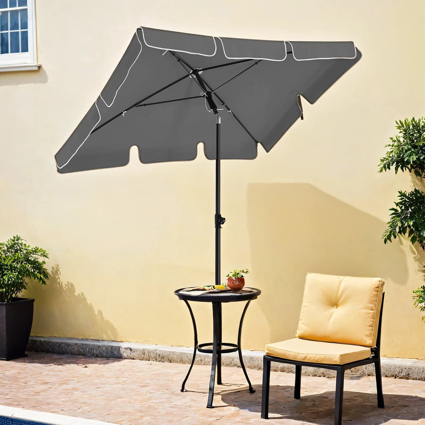 Patio Parasol - Fabric - Grey - Height Adjustable