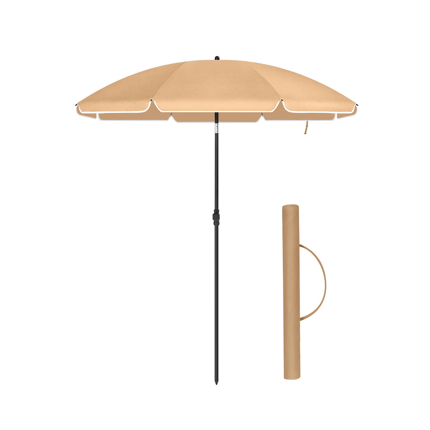 Beach Umbrella - Polyester - Blue - UV50+ Protection with Tilt Mechanism