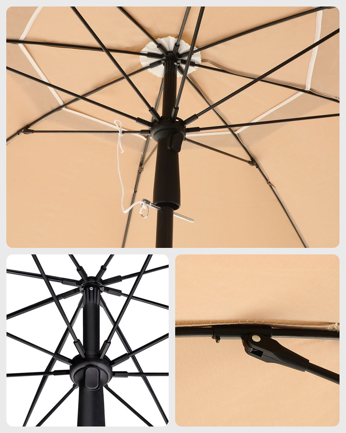 Beach Umbrella - Polyester - Blue - UV50+ Protection with Tilt Mechanism