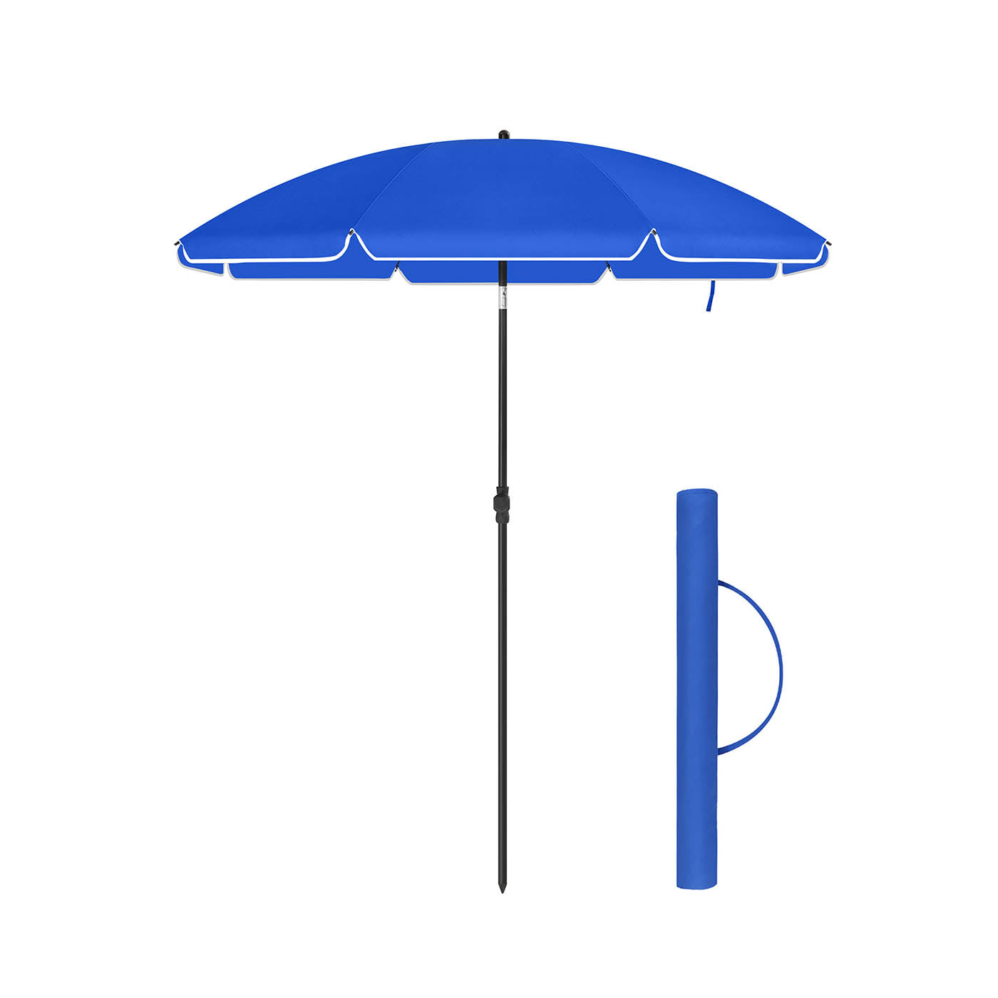 Beach Umbrella - Polyester - Blue - UV50+ Protection with Tilt Mechanism and Carry Bag