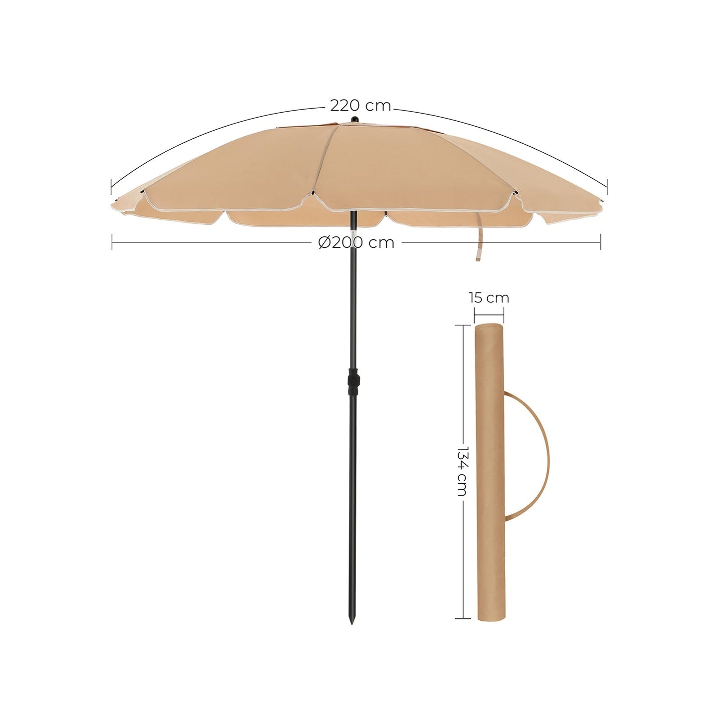 Beach Umbrella - Polyester - Taupe