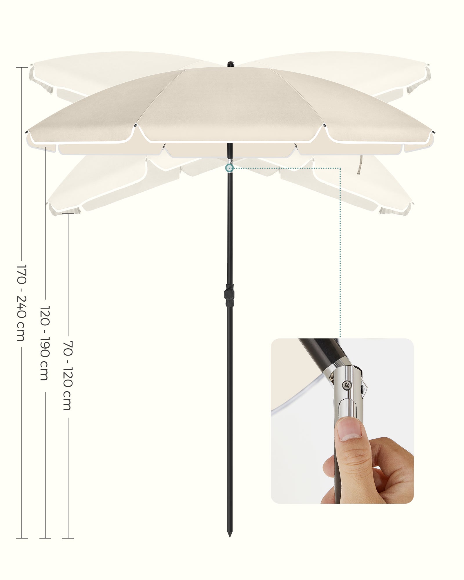 Beach Umbrella - Polyester - Taupe