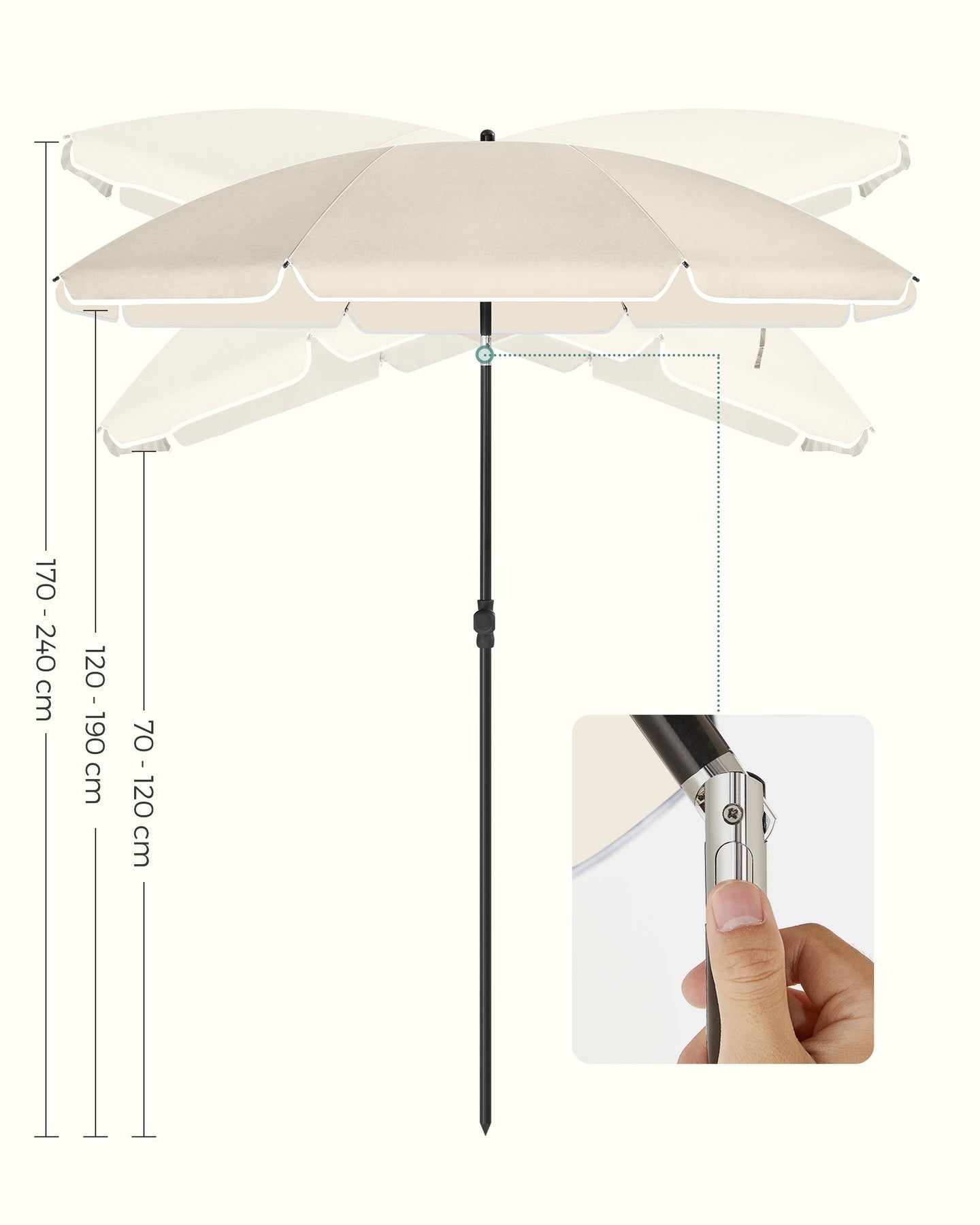 Beach Umbrella - Polyester - Taupe