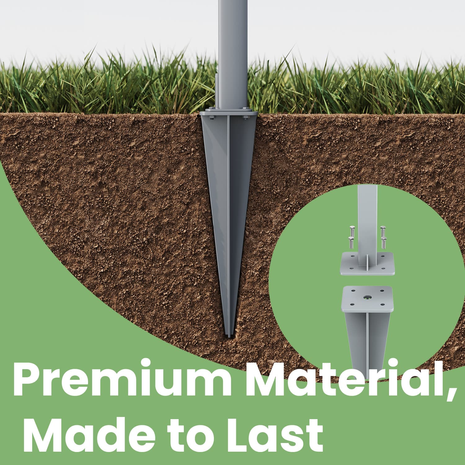 Ground Anchor - Aluminium - Grey - Compatible with Side Awnings