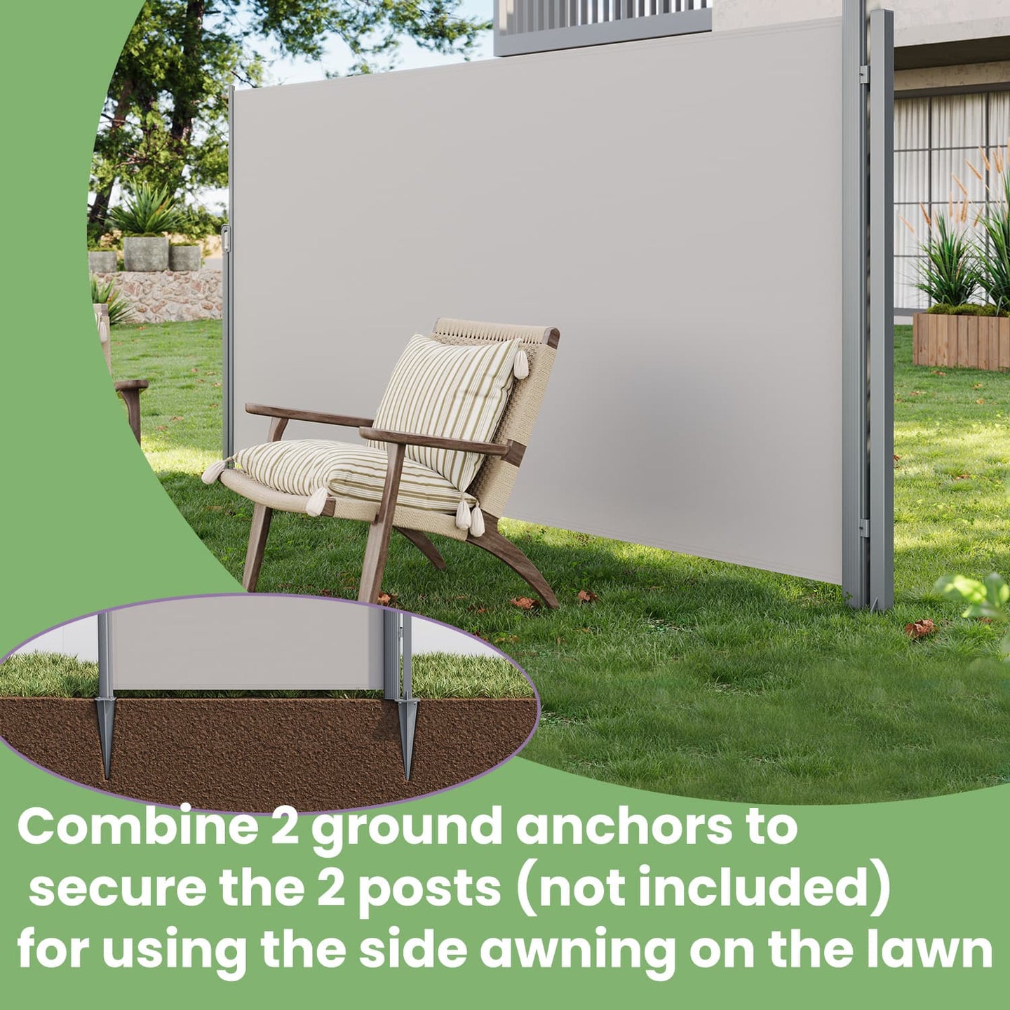 Ground Anchor - Aluminium - Grey - Compatible with Side Awnings