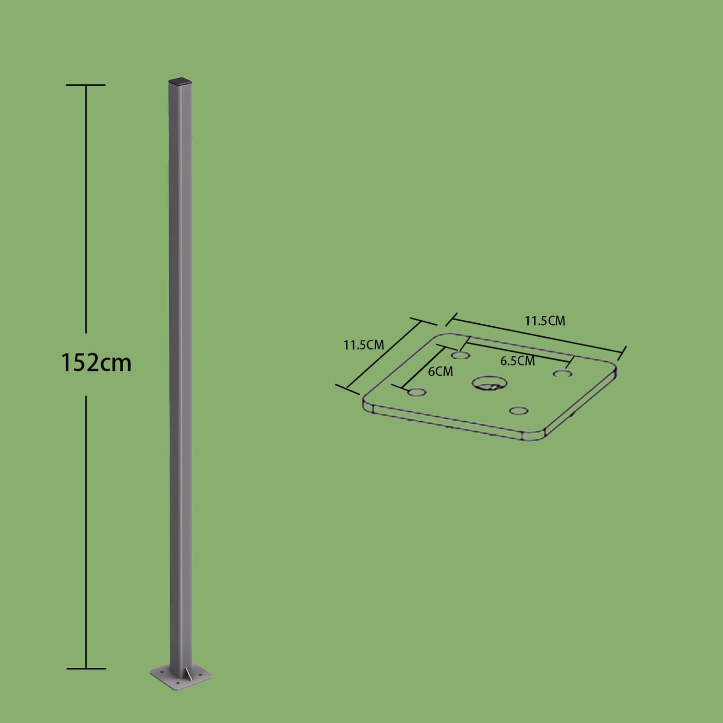 Support Post - Aluminum - Grey - Wall-Mounting-Free Design