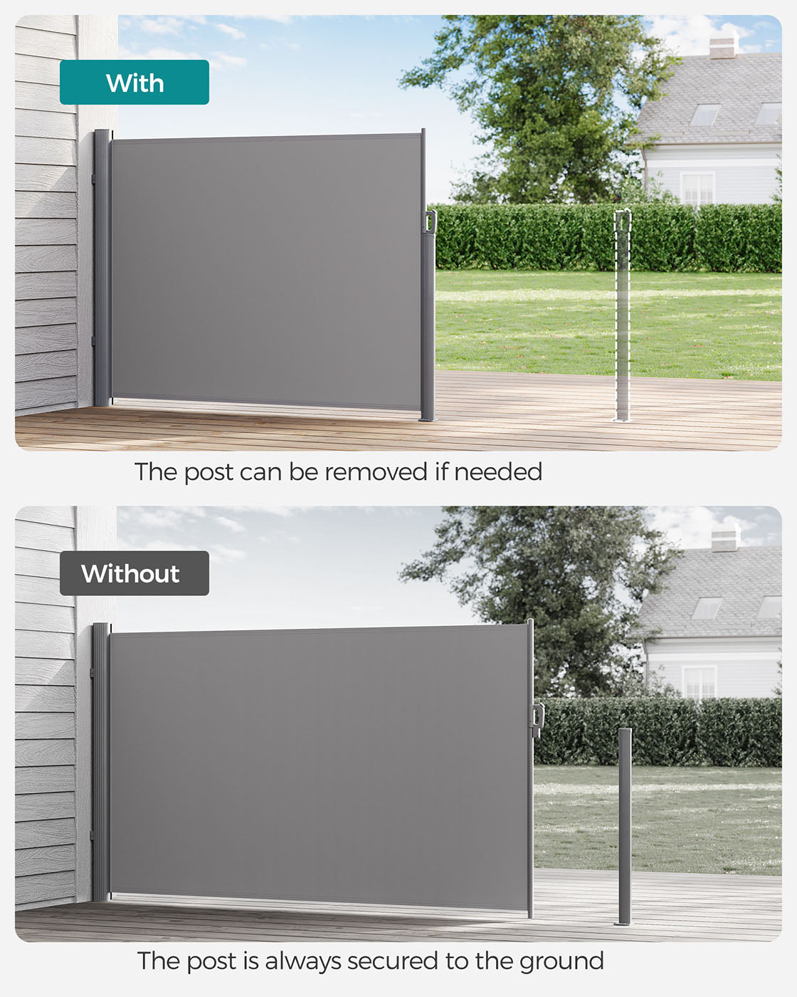 Metal Base Plate - Steel - Silver - Suitable for Awning Support Posts with Plastic Cap