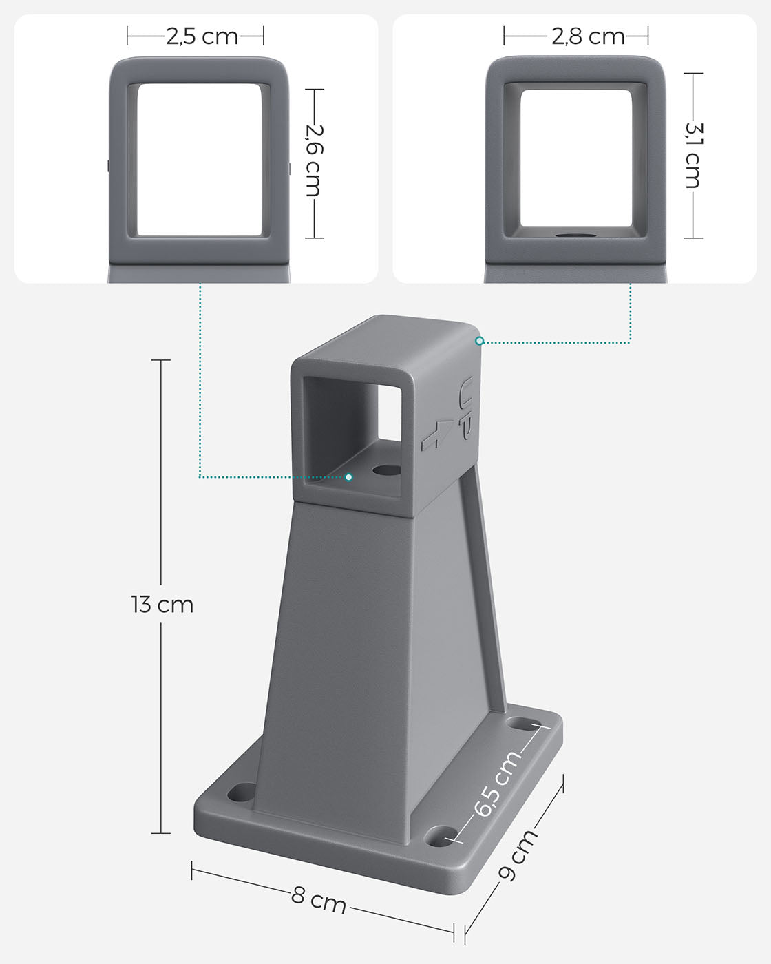 Side Awning Wall Bracket - Metal - White - Compatible with Retractable Blinds