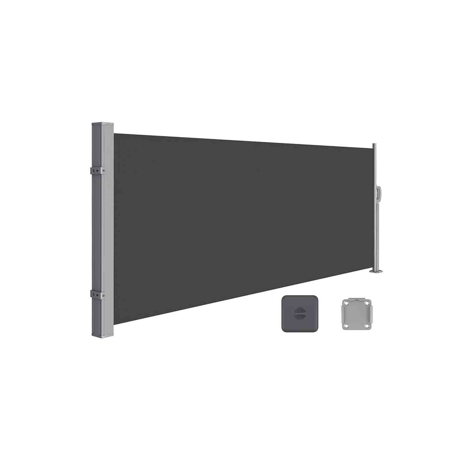 Extendable Side Shade - Opaque Fabric - Grey - Privacy Screen and Sun Protection for Outdoor Use