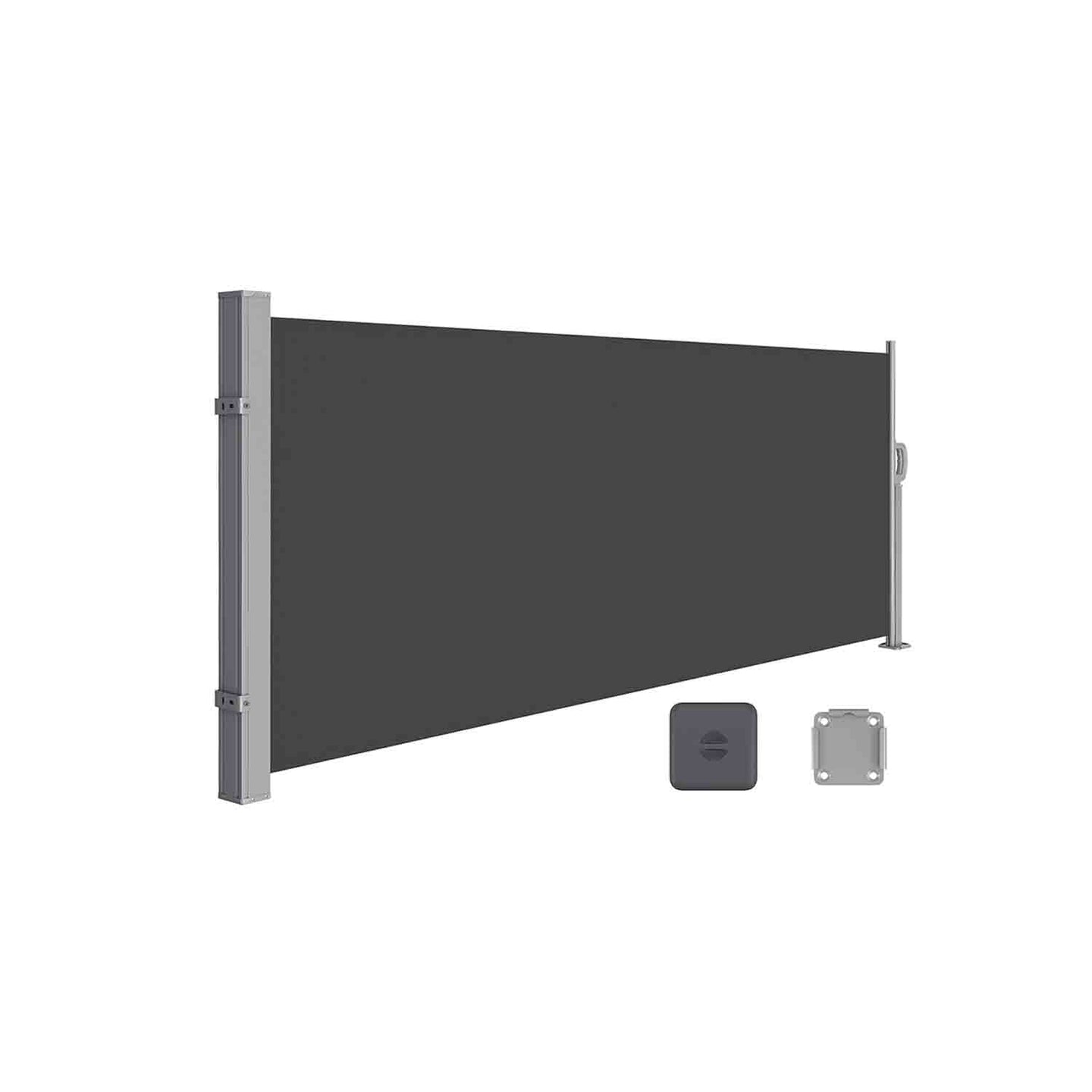 Extendable Side Shade - Opaque Fabric - Grey - Privacy Screen and Sun Protection for Outdoor Use