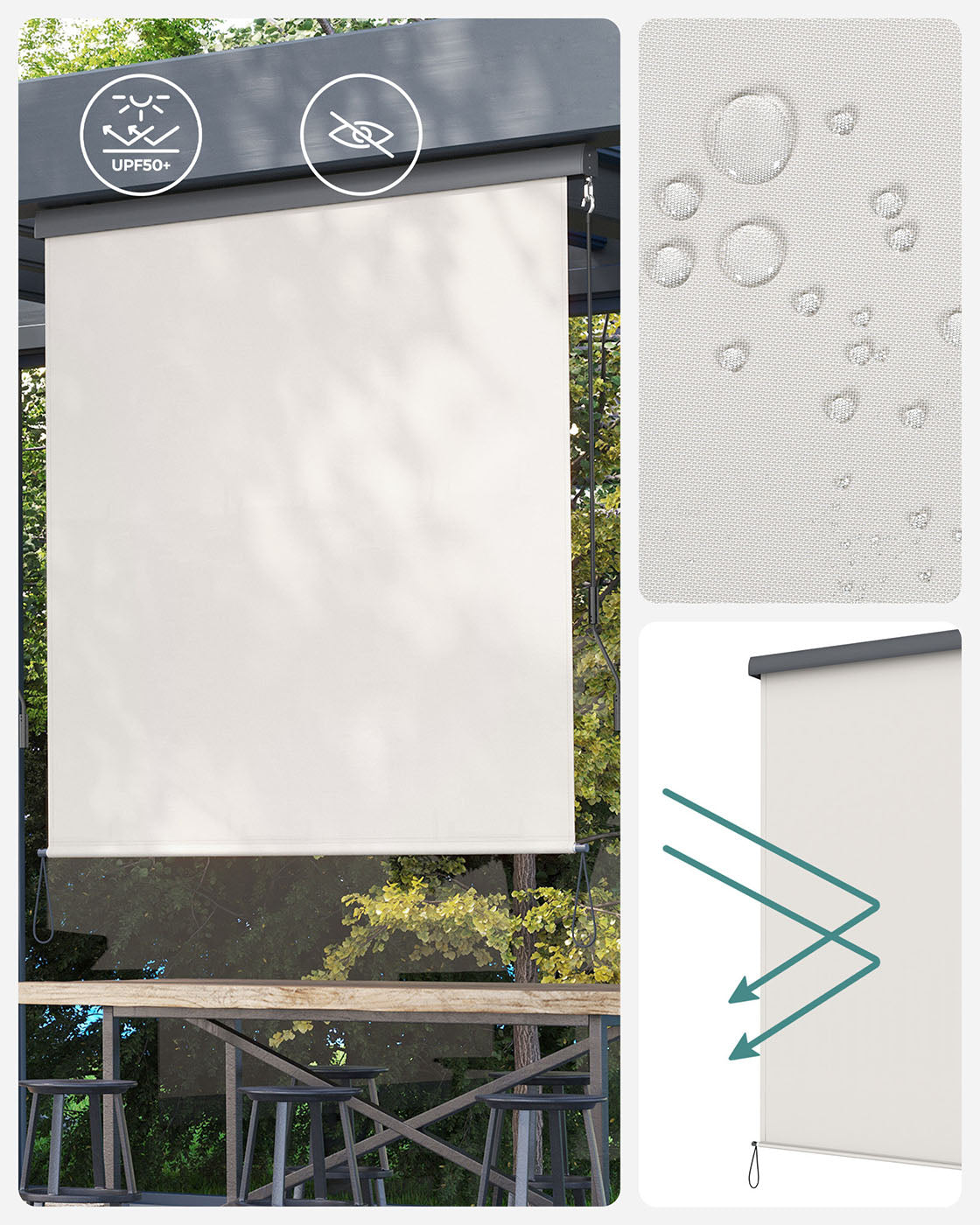 Vertical Awning - Fabric - Grey - Sun Protection and Privacy Screen
