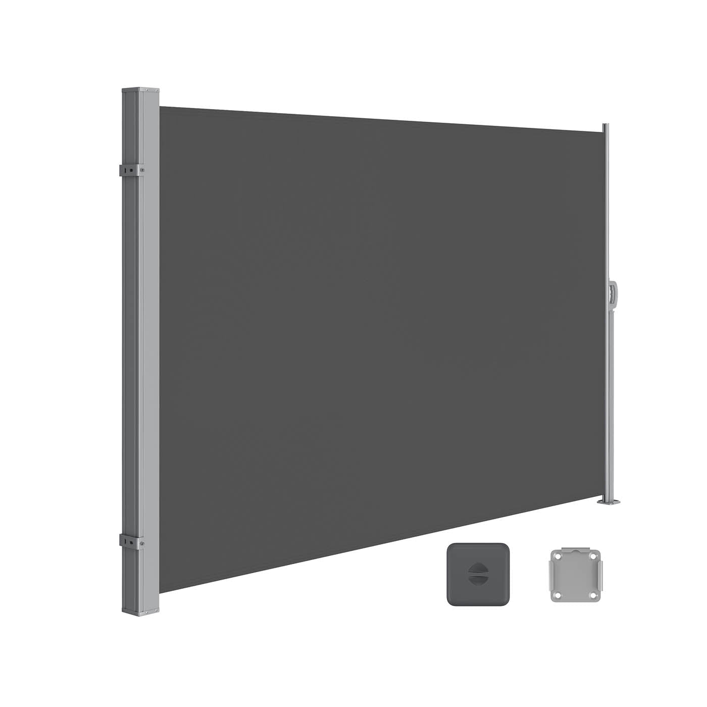Side Awning - Fabric - Smoky Grey - Privacy Screen for Balcony and Terrace