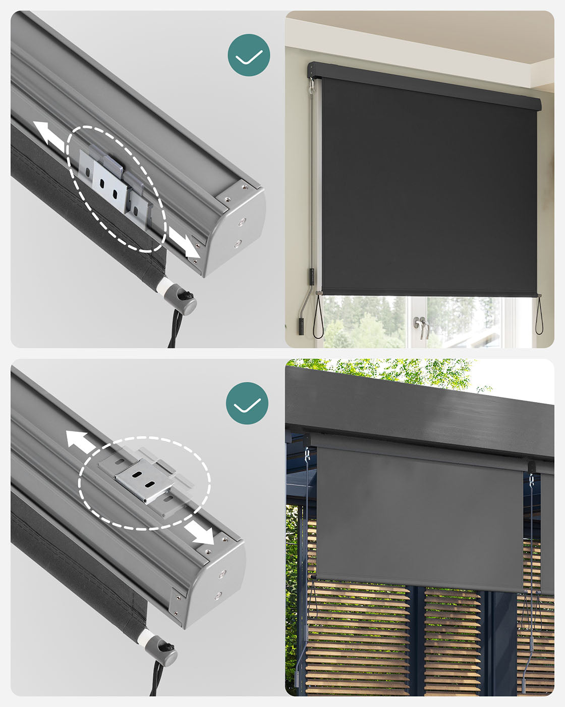 Vertical Awning - Waterproof Fabric - Smoky Grey - Outdoor Wind and Sun Protection