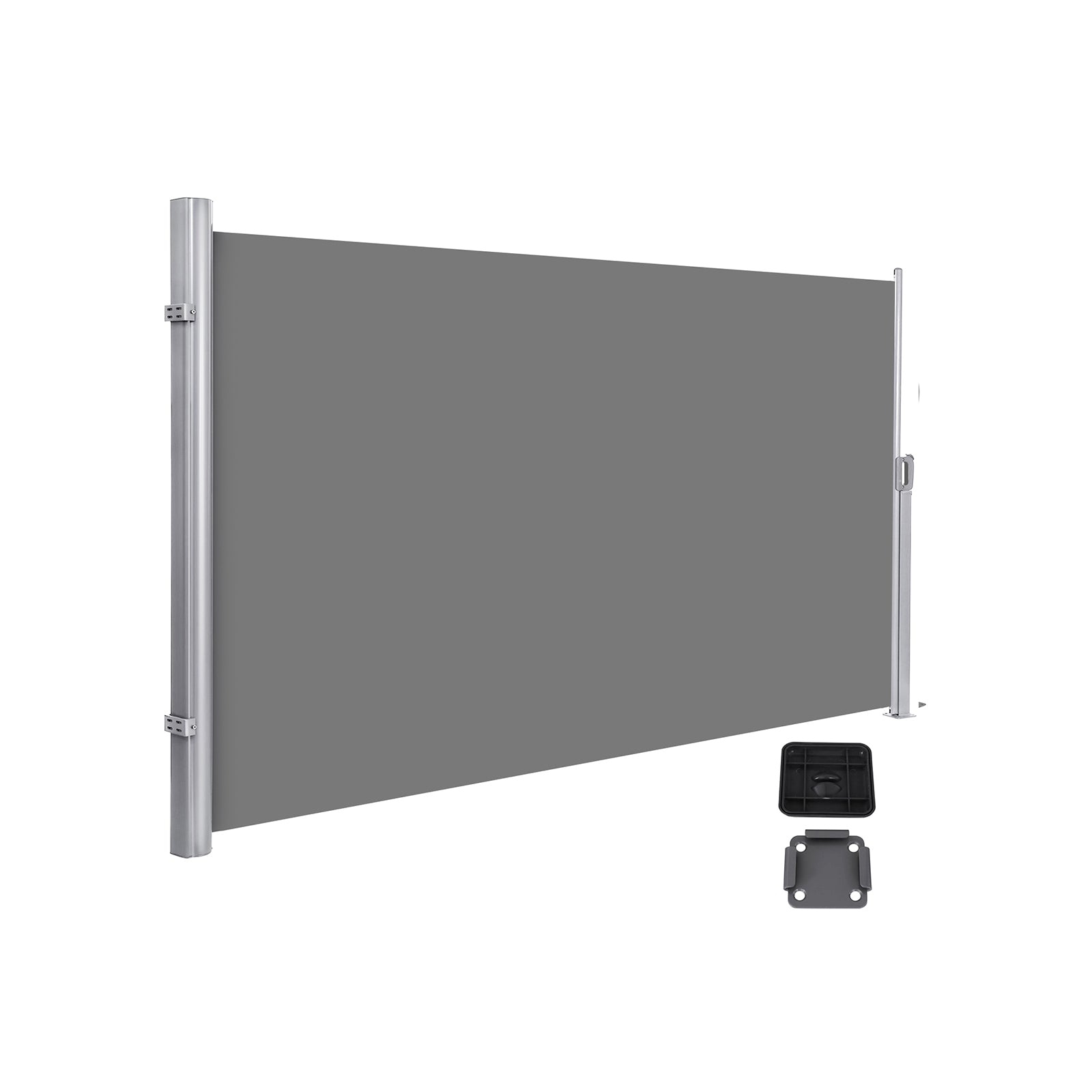 Side Awning - Aluminium - Smoke Grey - Privacy Screen and Sun Shade for Balcony and Terrace
