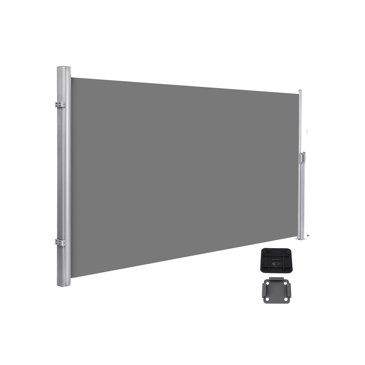 Side Awning - Aluminium - Smoke Grey - Privacy Screen and Sun Shade for Balcony and Terrace